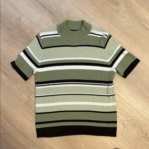Laura Scott Olive and Black Striped women's Sweater